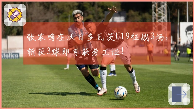 张家鸣在沃日多瓦茨U19征战3场，斩获3球即可获劳工证！